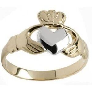 Glencara Two Tone Yellow Gold & White Gold Heart Claddagh Ring